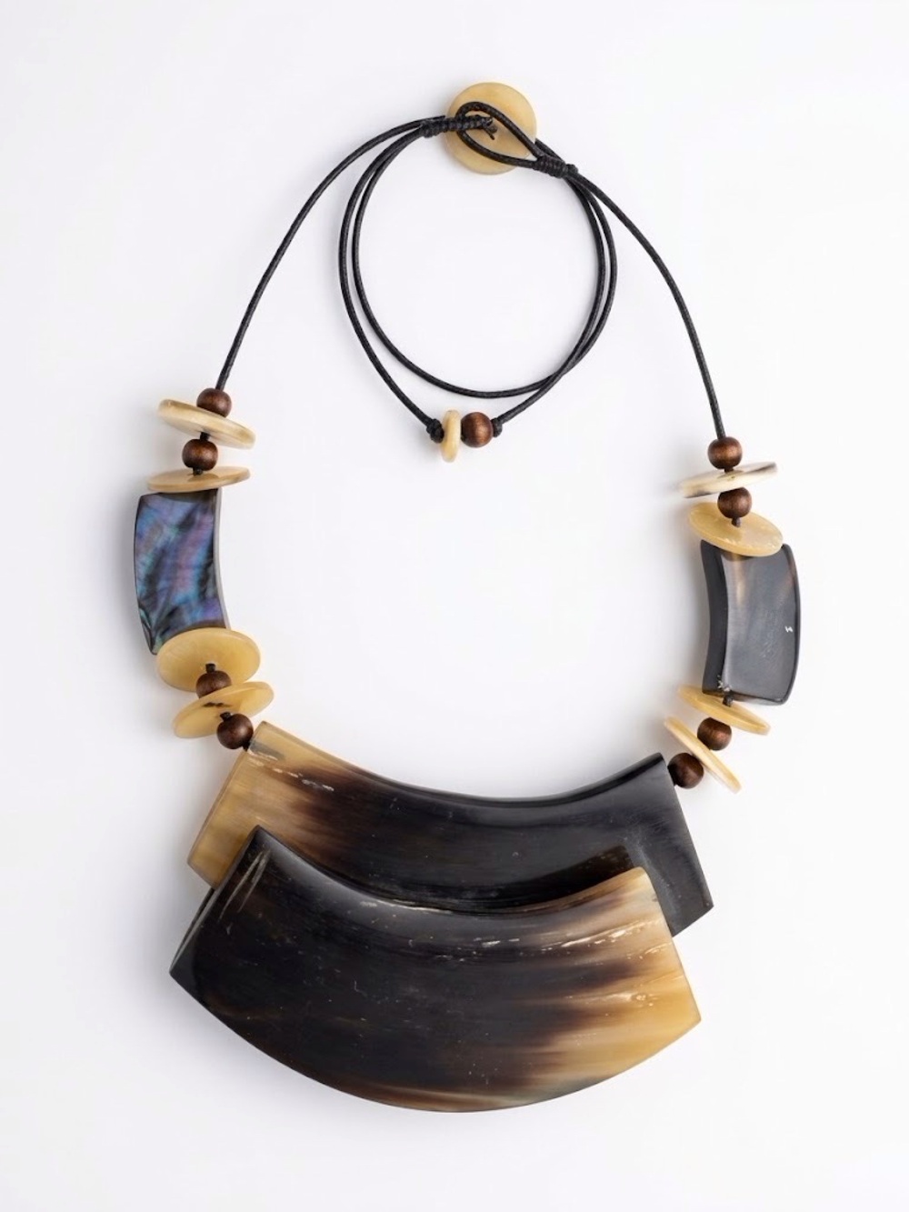 Neutral Brown and Cream Resin Statement Collar Necklace - Picture 4 of 4